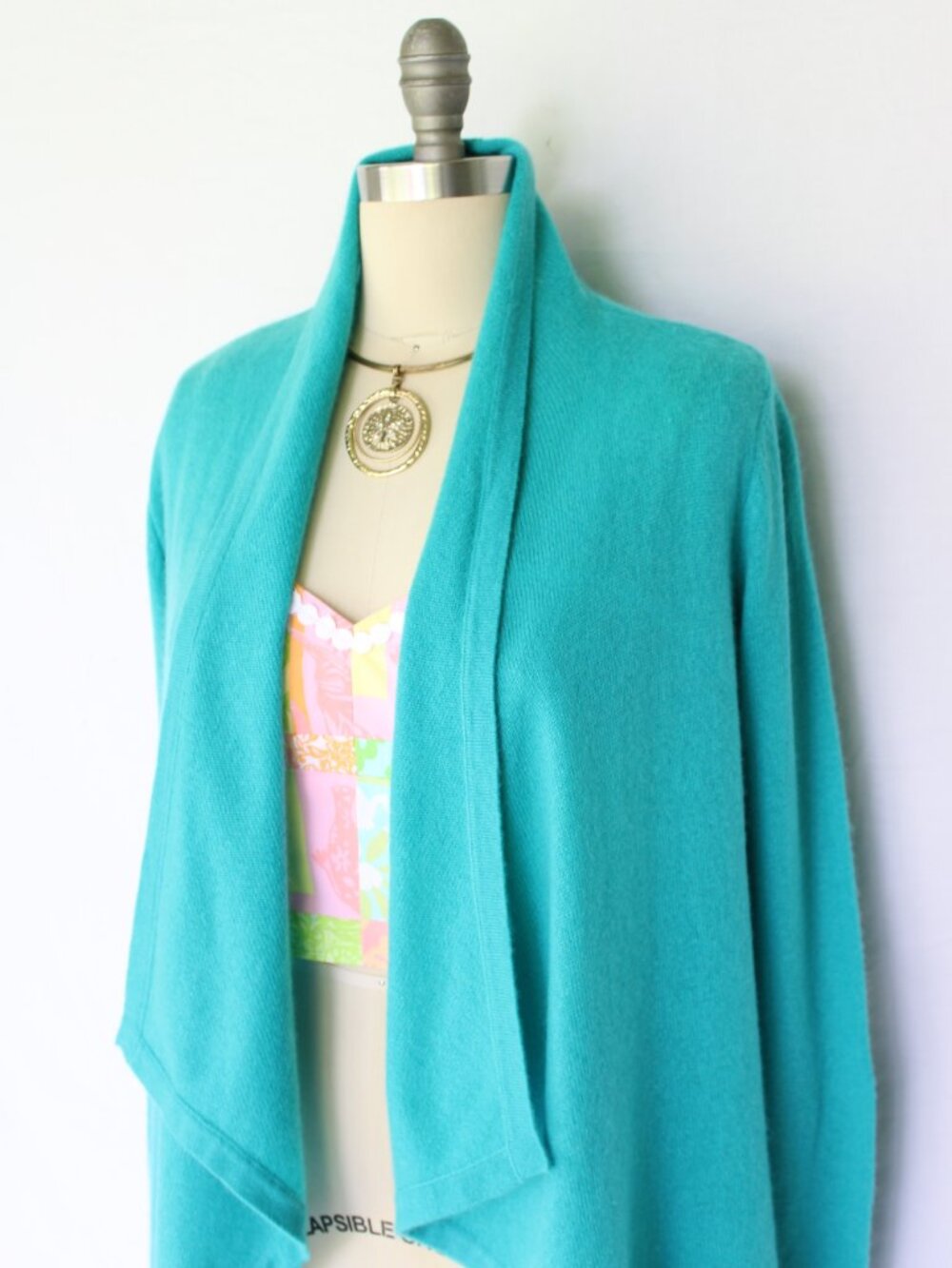 Lilly Pulitzer dress cardigan cocoon cashmere Marette Seabrook Celine teal S - Picture 3 of 8